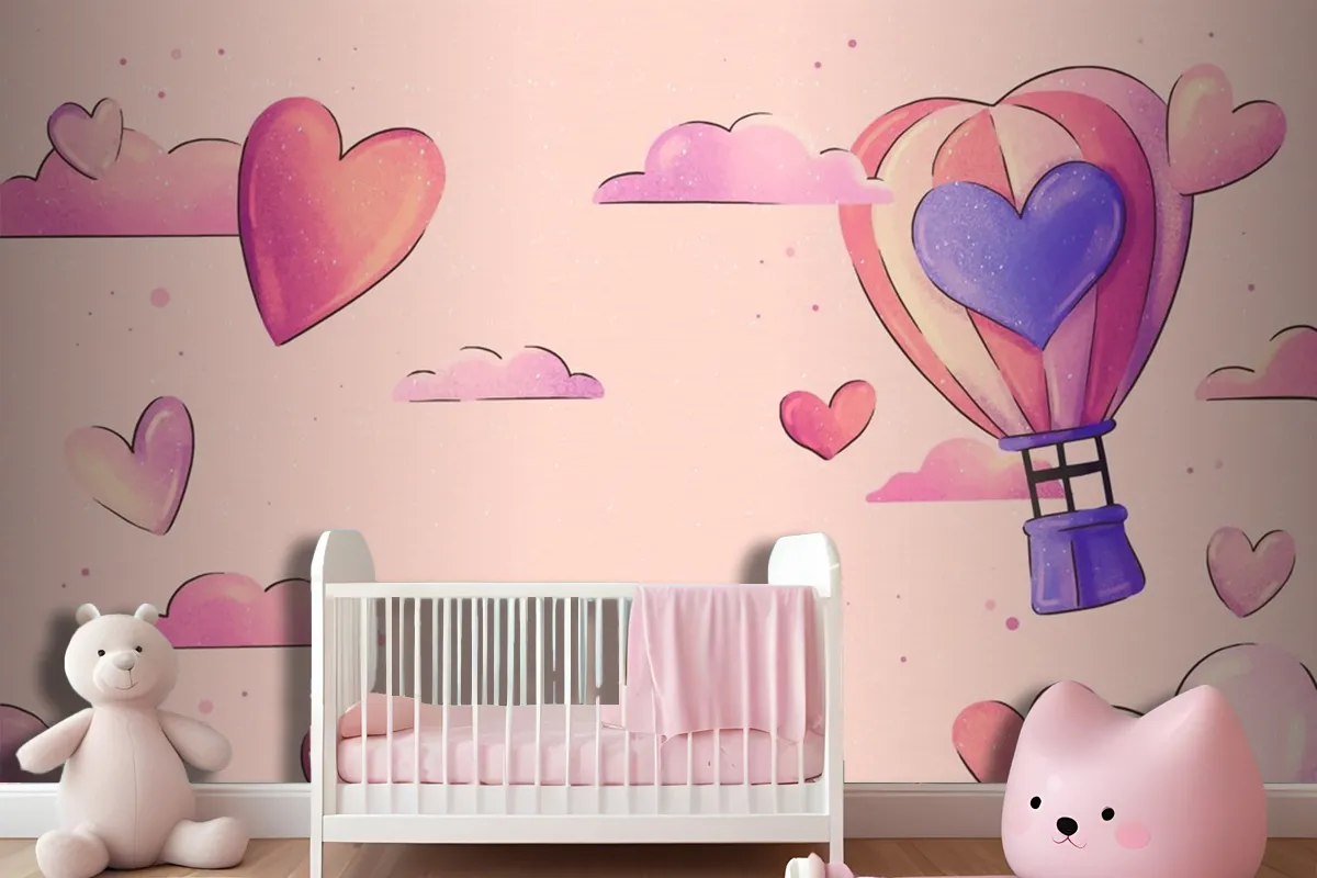 Watercolor Valentine'S Day Background Girl Wallpaper Mural