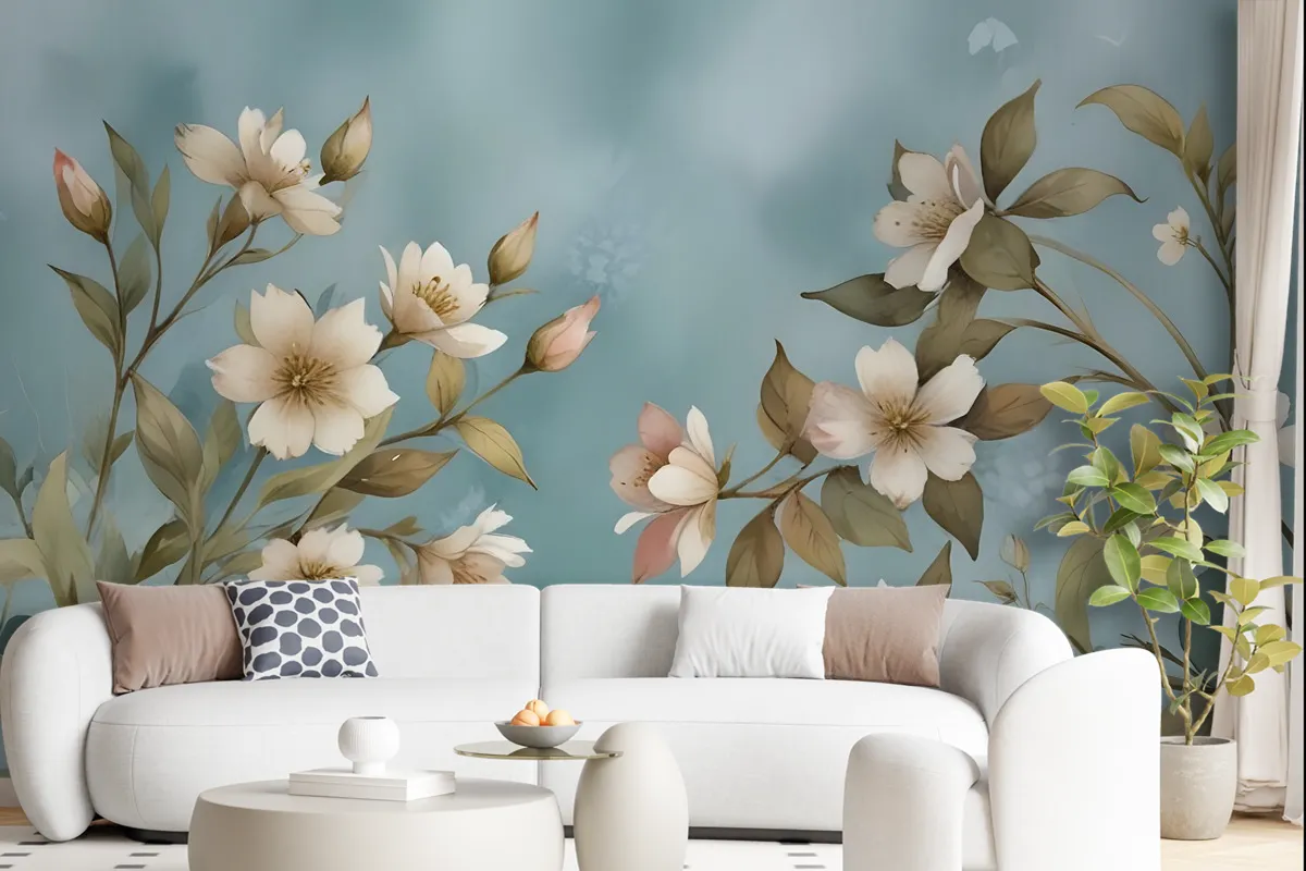 Watercolor Vintage Floral Wallpaper Mural