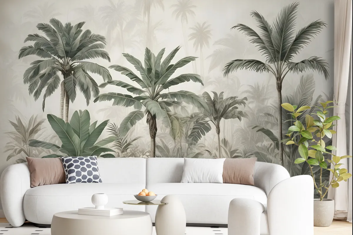 Watercolor Vintage Tropical Forest Wallpaper Mural