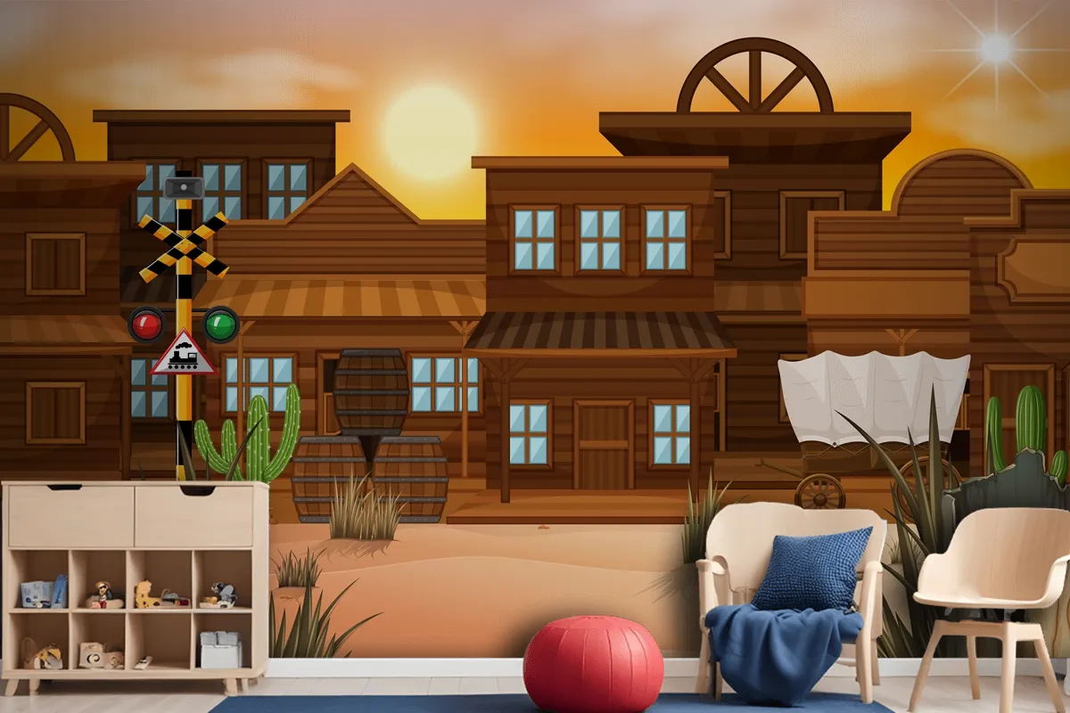 Western Desert Themed Scene In Nature Wallpaper Mural