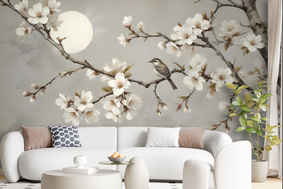 White Plum Blossom Wallpaper Mural