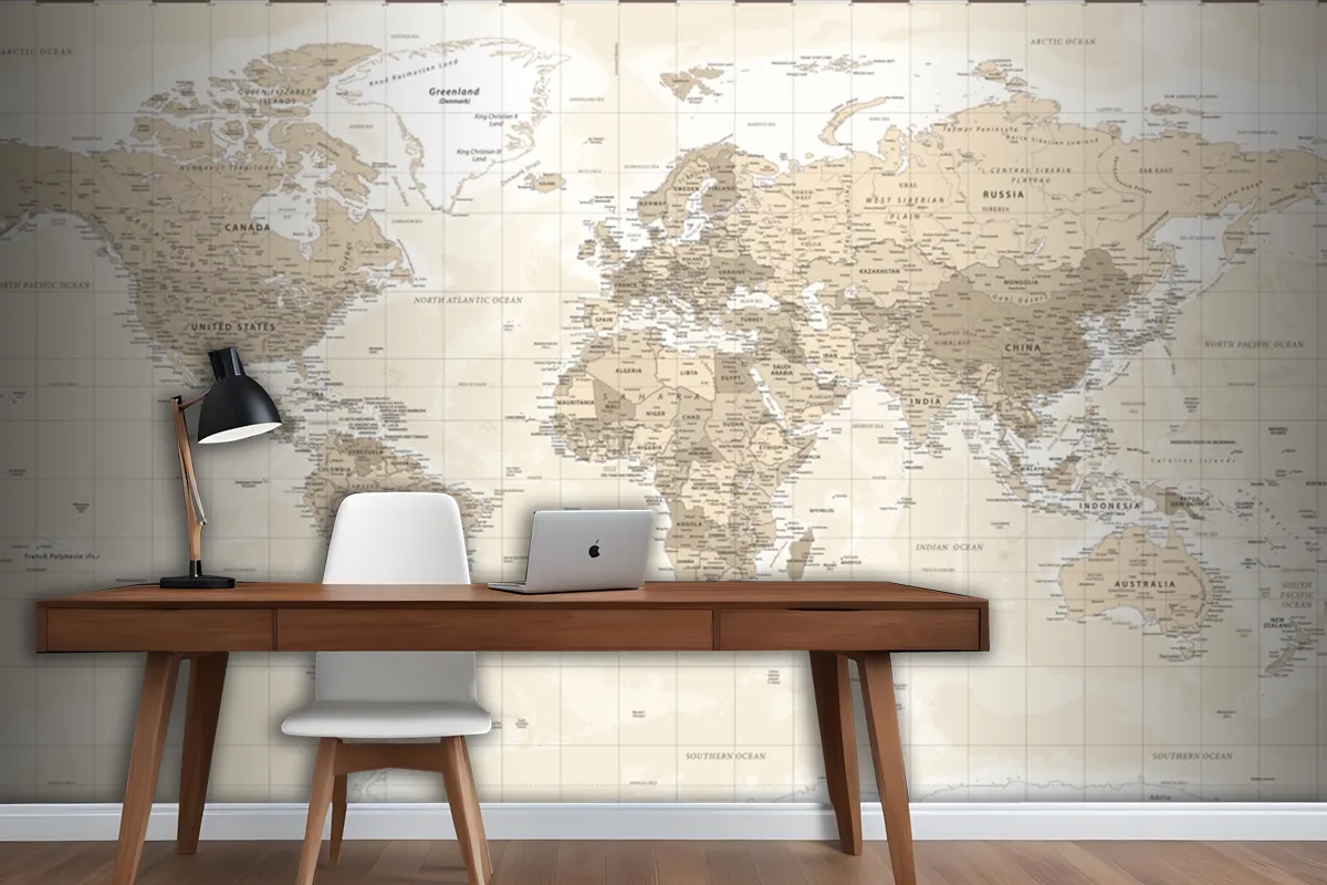 World Map Political Vintage Retro Old Style Wallpaper Mural