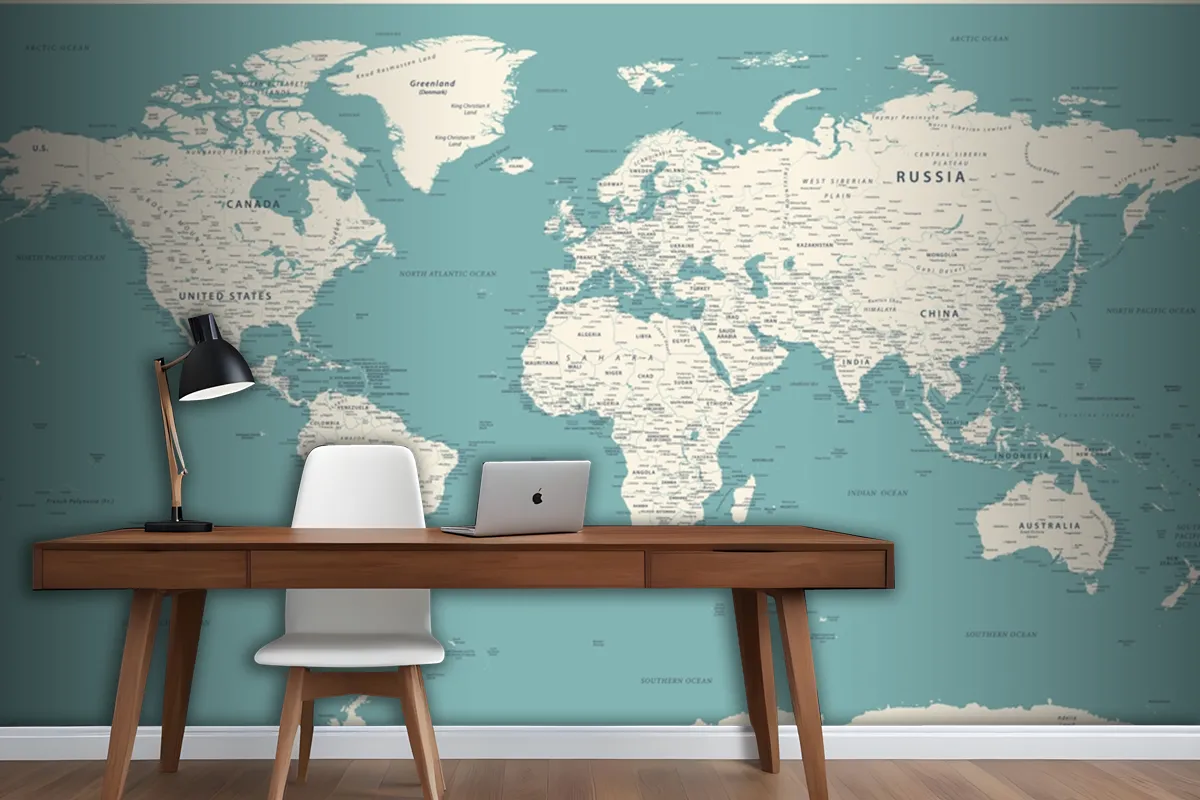 World Map Vintage Political Detailed Wallpaper Mural