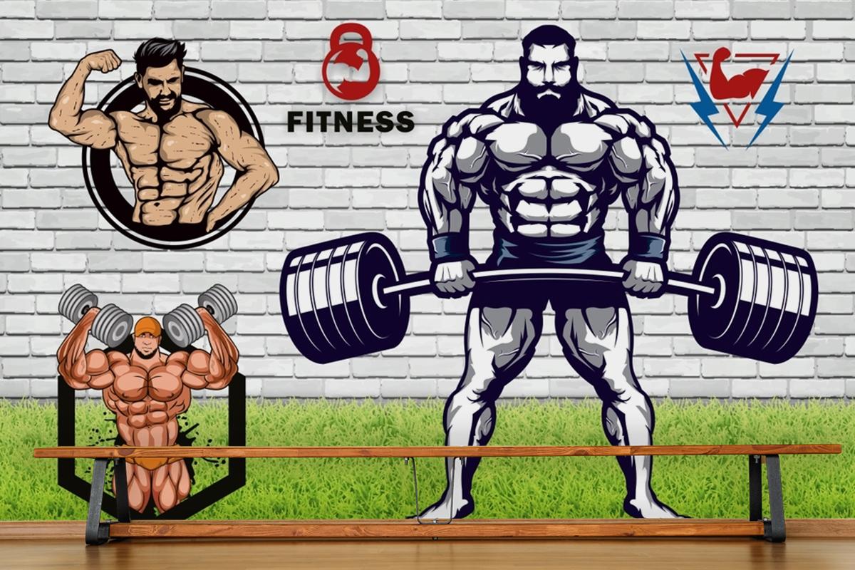 Yeşil Çim Halter Gym Fitness Duvar Kağıdı