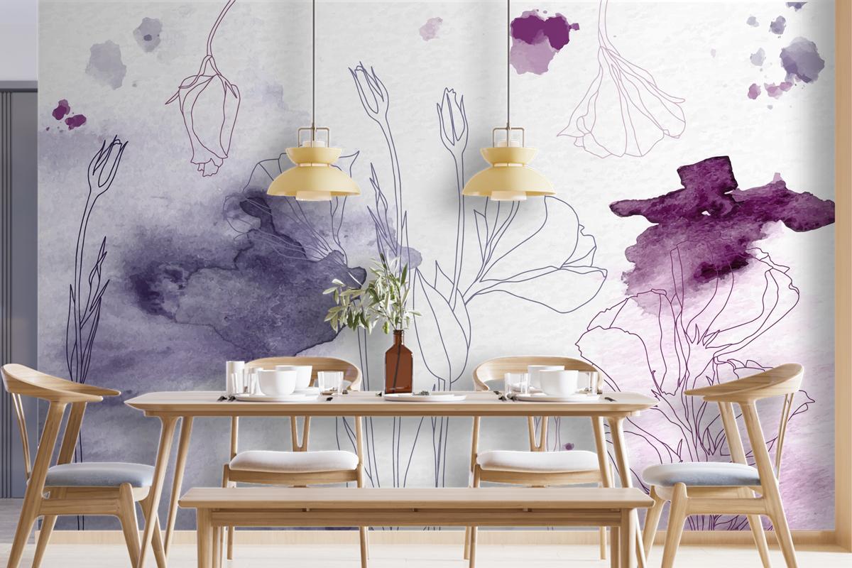 Watercolor Floral Background Wallpaper Mural