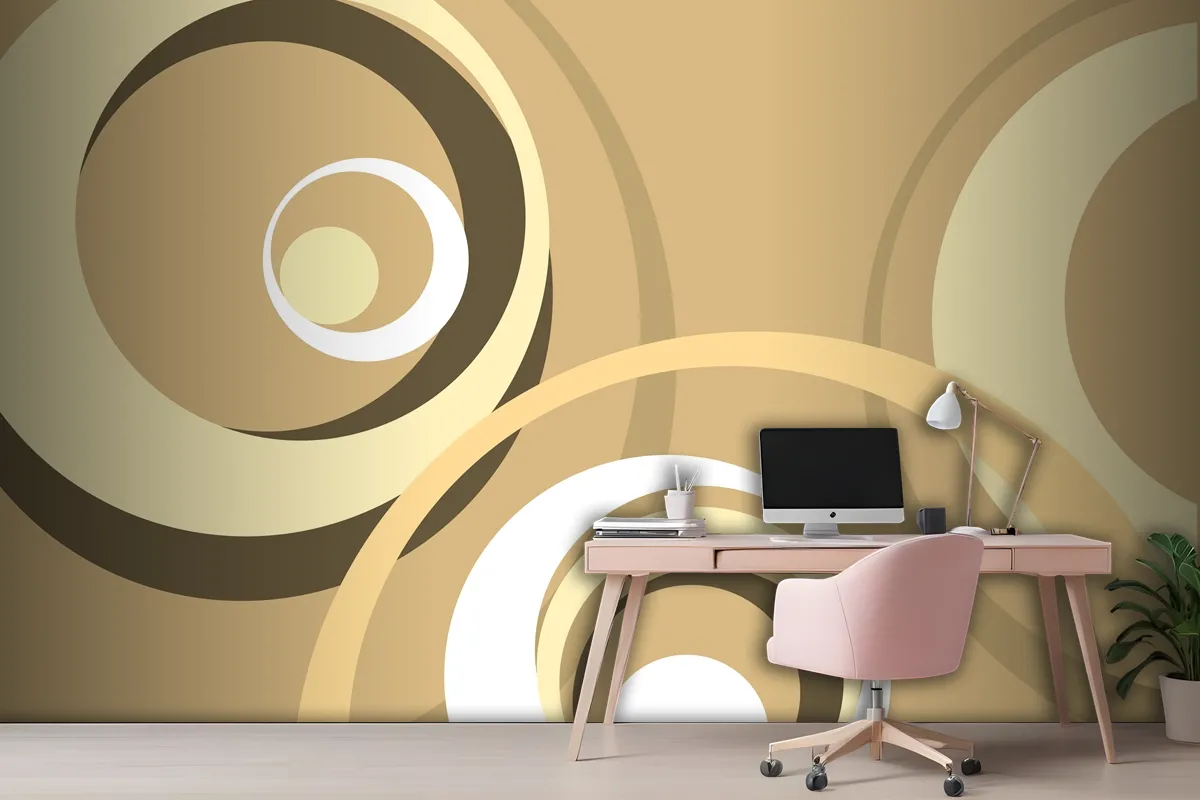 Retro Background With Circular Wavy Shapes Wallpaper Mural