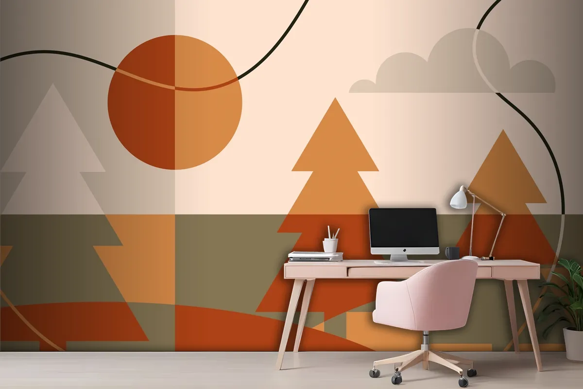 Flat Design Soft Earth Tones Background Wallpaper Mural