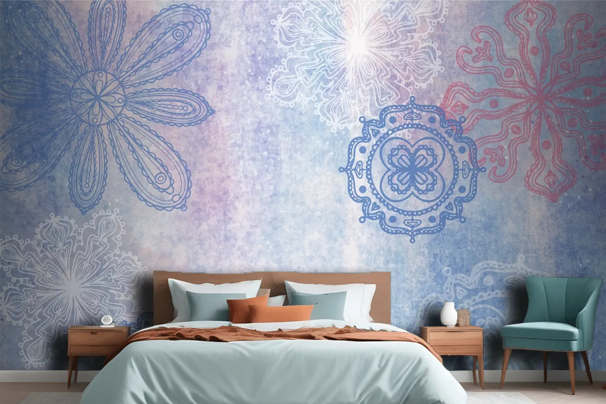 Watercolor Background With Hand Drawn Elements Wallpaper Mural