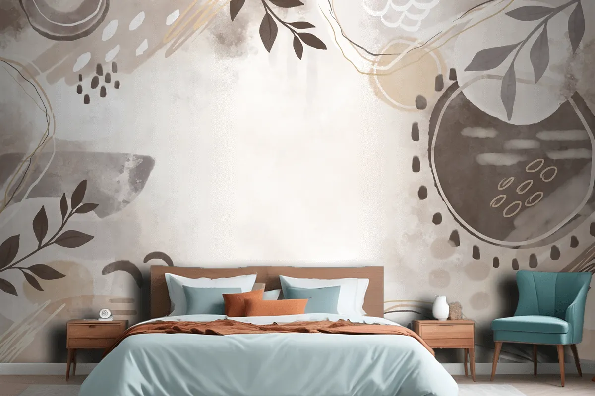 Watercolor Neutral Earth Tones Wallpaper Mural