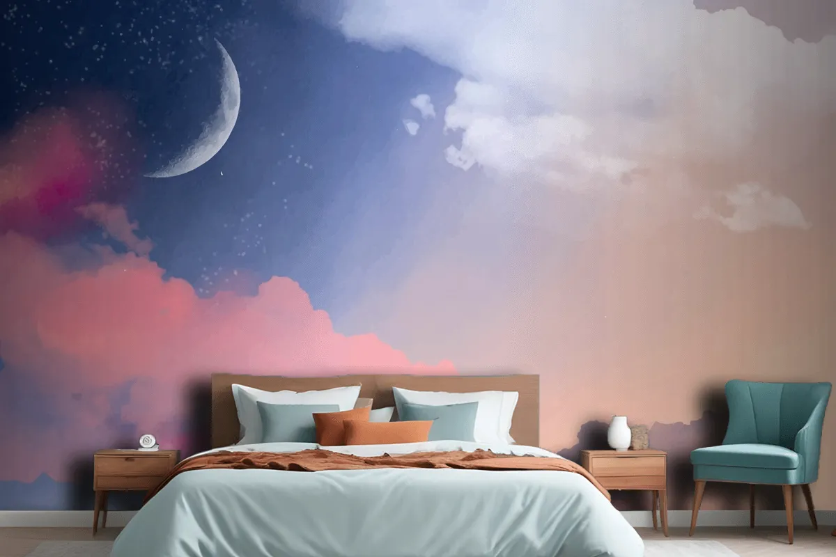 Hand Painted Watercolor Pastel Sky Wallpaper Mural