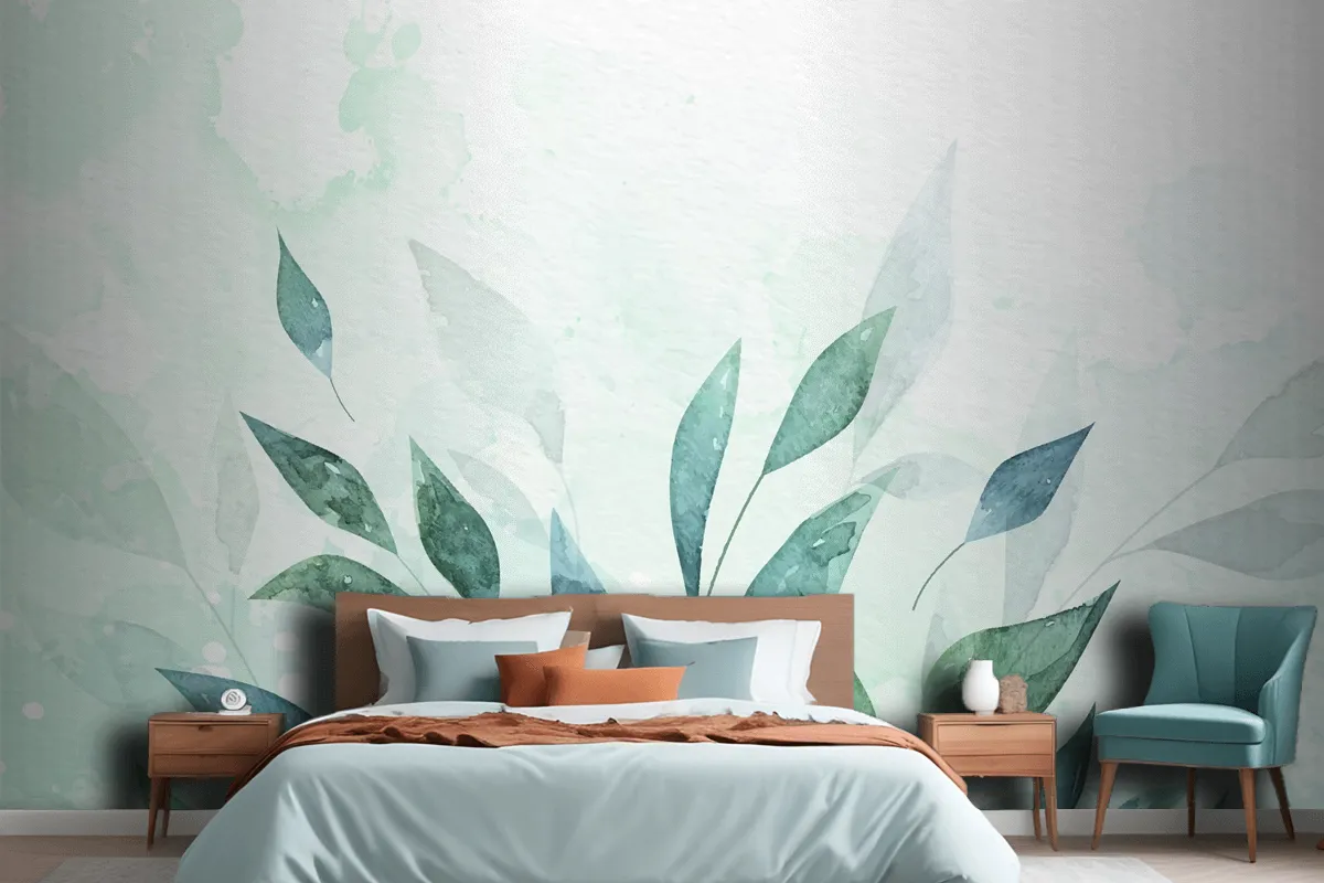 Hand Painted Watercolor Nature Background Wallpaper Mural