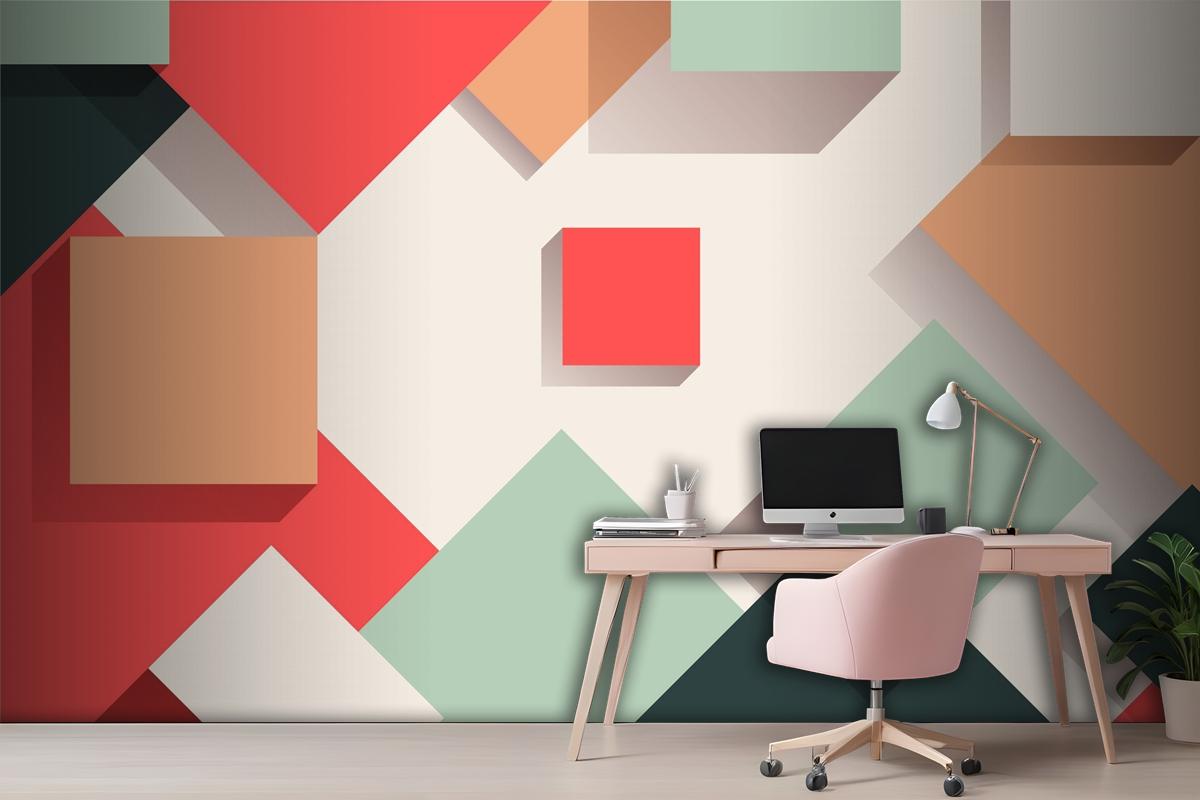 Flat Geometric Background Office Wallpaper Mural