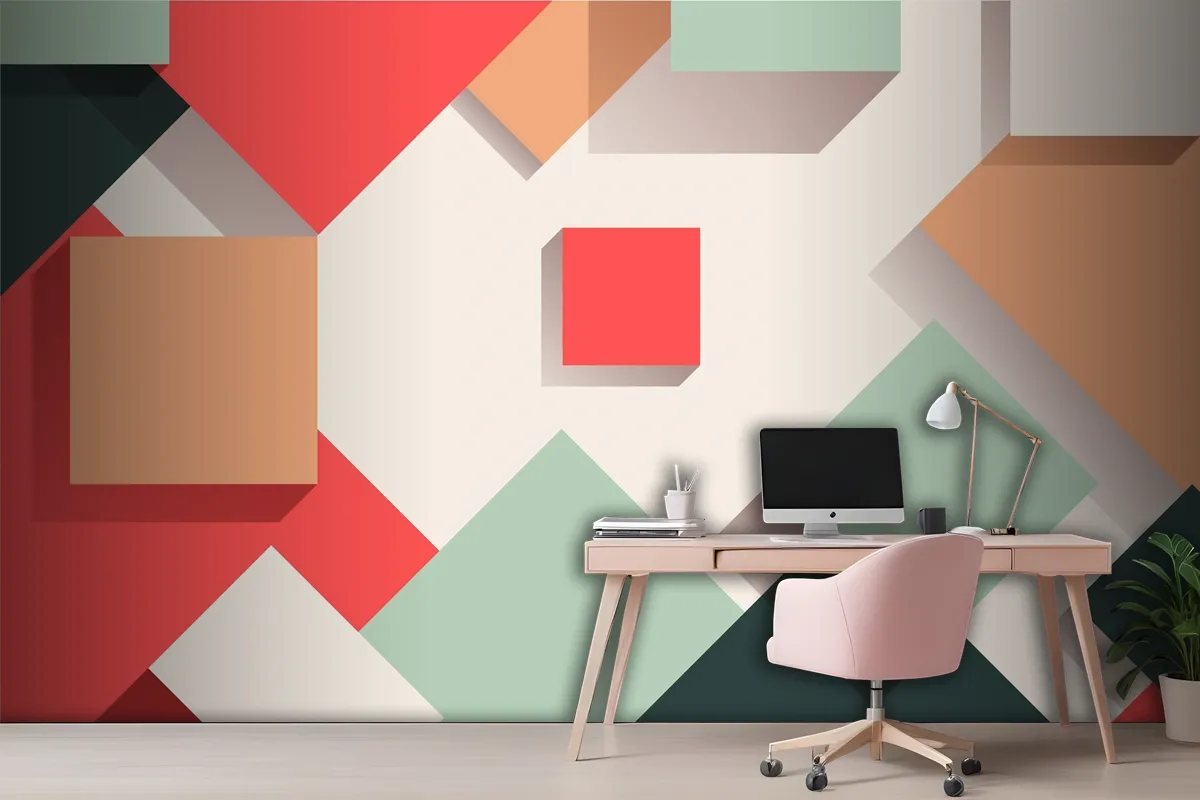 Flat Geometric Background Office Wallpaper Mural