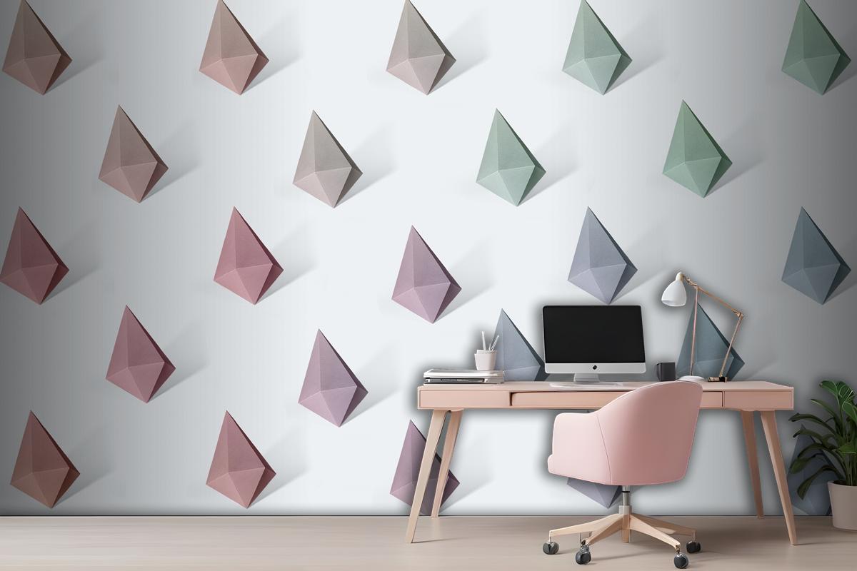 Colorful Paper Craft Diamond Shape Patterned Wallpaper Mural