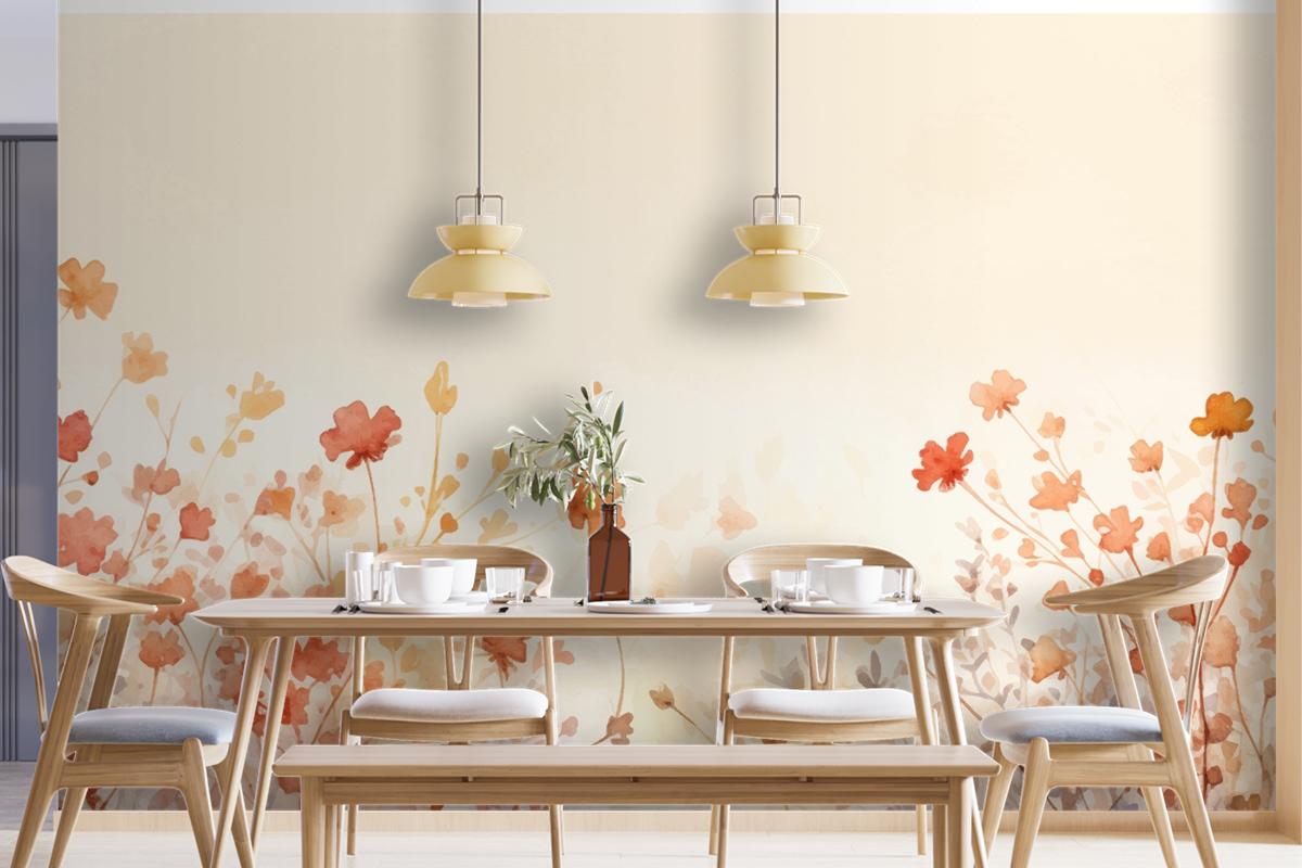 Watercolor Frame Autumn Leaves Background Wallpaper Mural