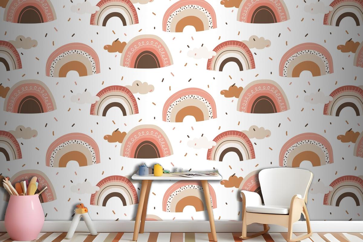 Hand Drawn Rainbow Pattern Design Wallpaper Mural