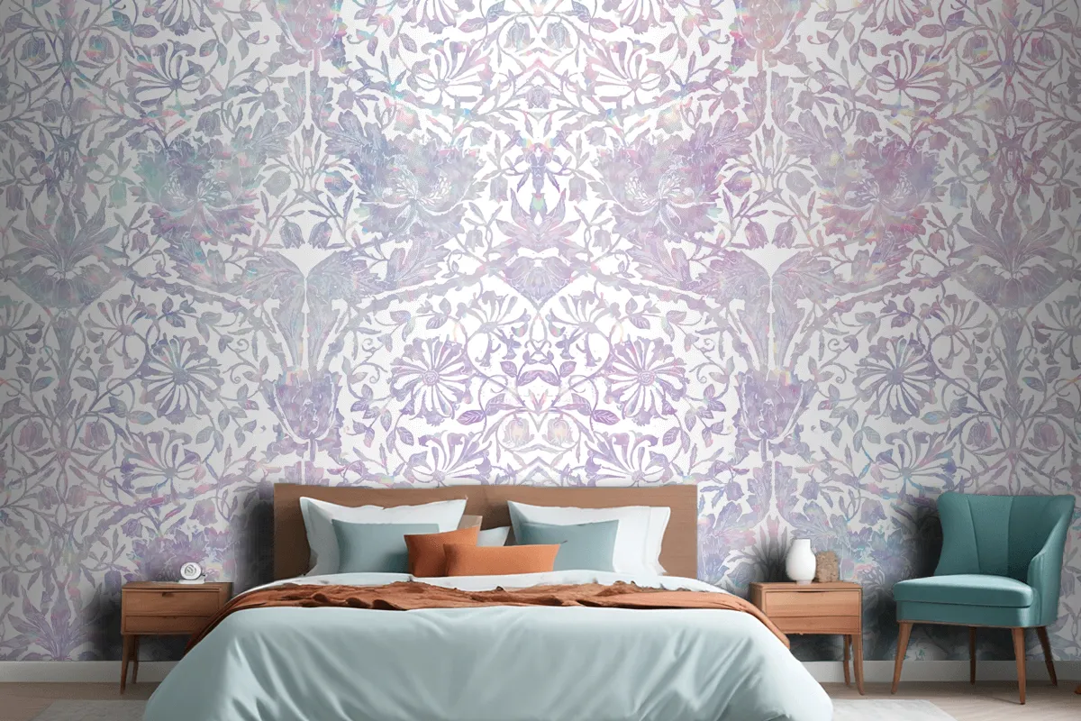 Vintage Floral Holographic Pattern Wallpaper Mural