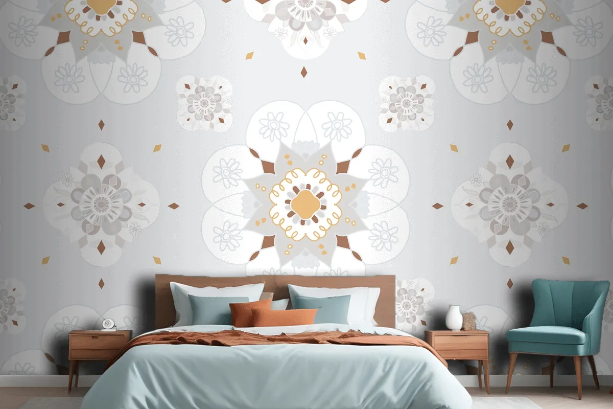 Oriental Mandala Floral Pattern Wallpaper Mural