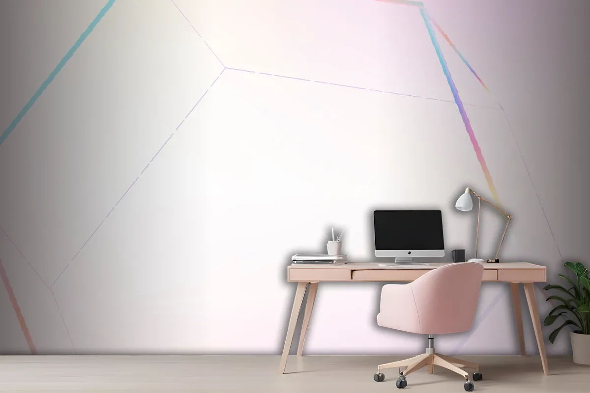 Pink Geometric Hexagonal Prism Office Wallpaper Mural