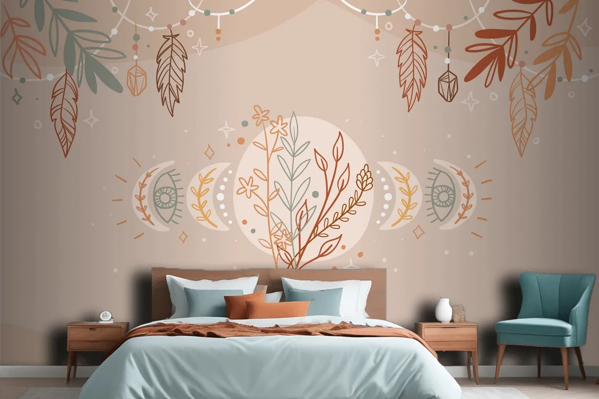 Hand Drawn Boho Background Wallpaper Mural