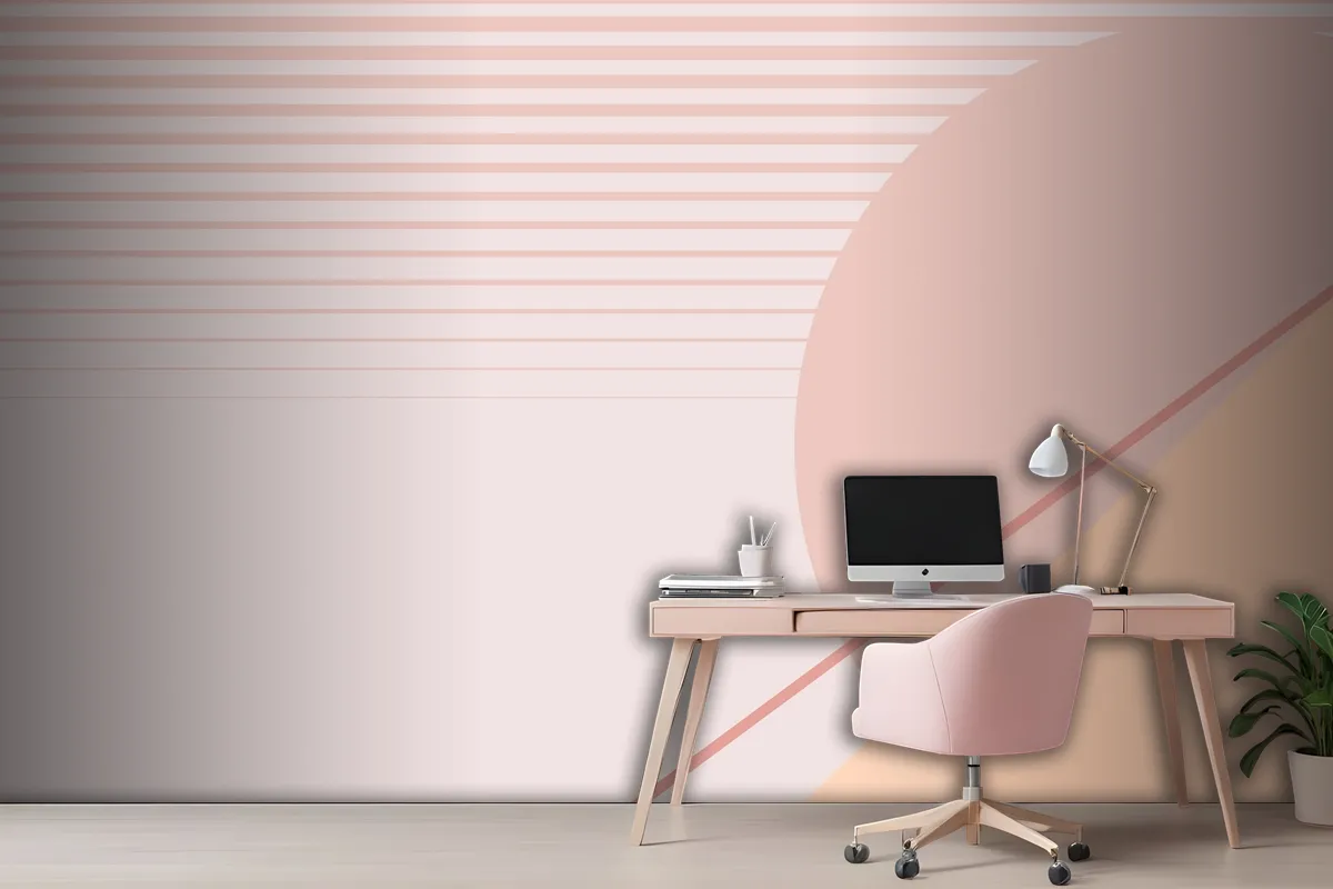 Moon Geometric Scenery Background In Pastel Pink And Orange Wallpaper Mural