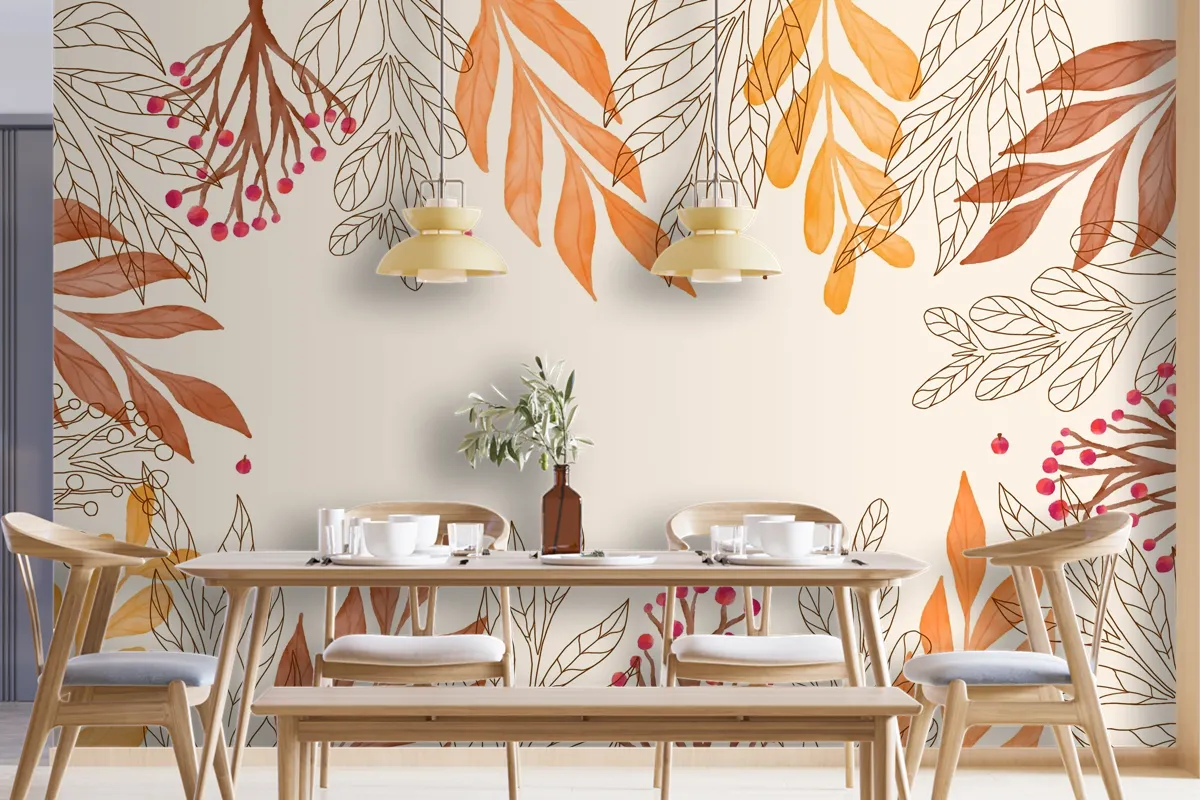 Watercolor Autumn Background Wallpaper Mural