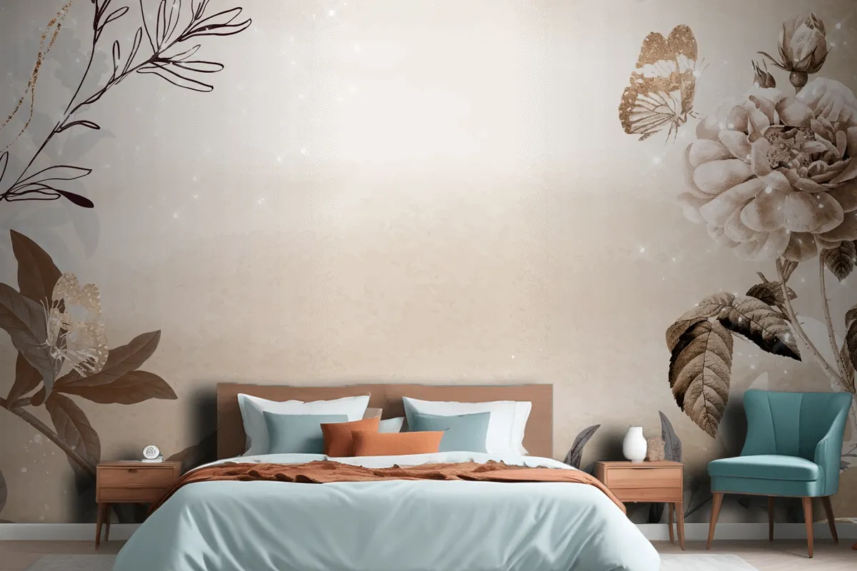 Flower Background Aesthetic Border Wallpaper Mural