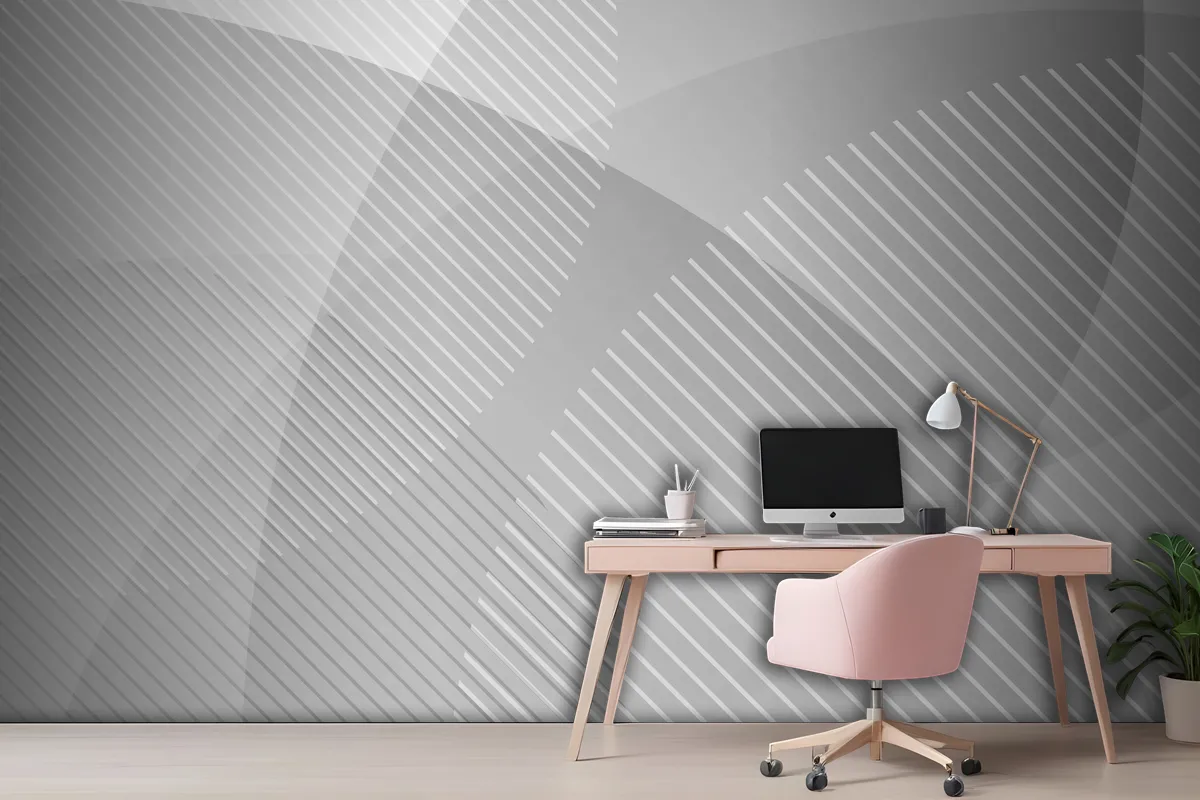 Abstract White And Gray Geometric Circles Layer Transparency Wallpaper Mural