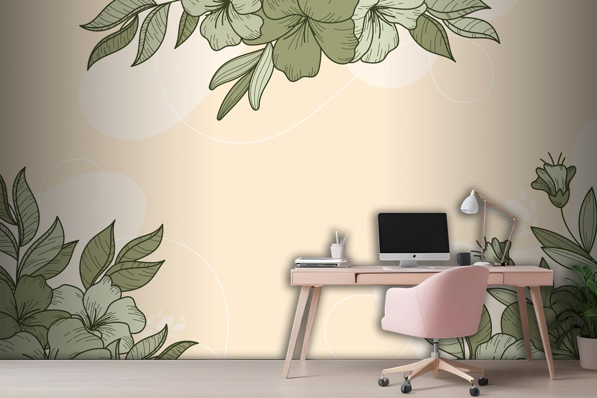 Floral Linear Design Background Wallpaper Mural