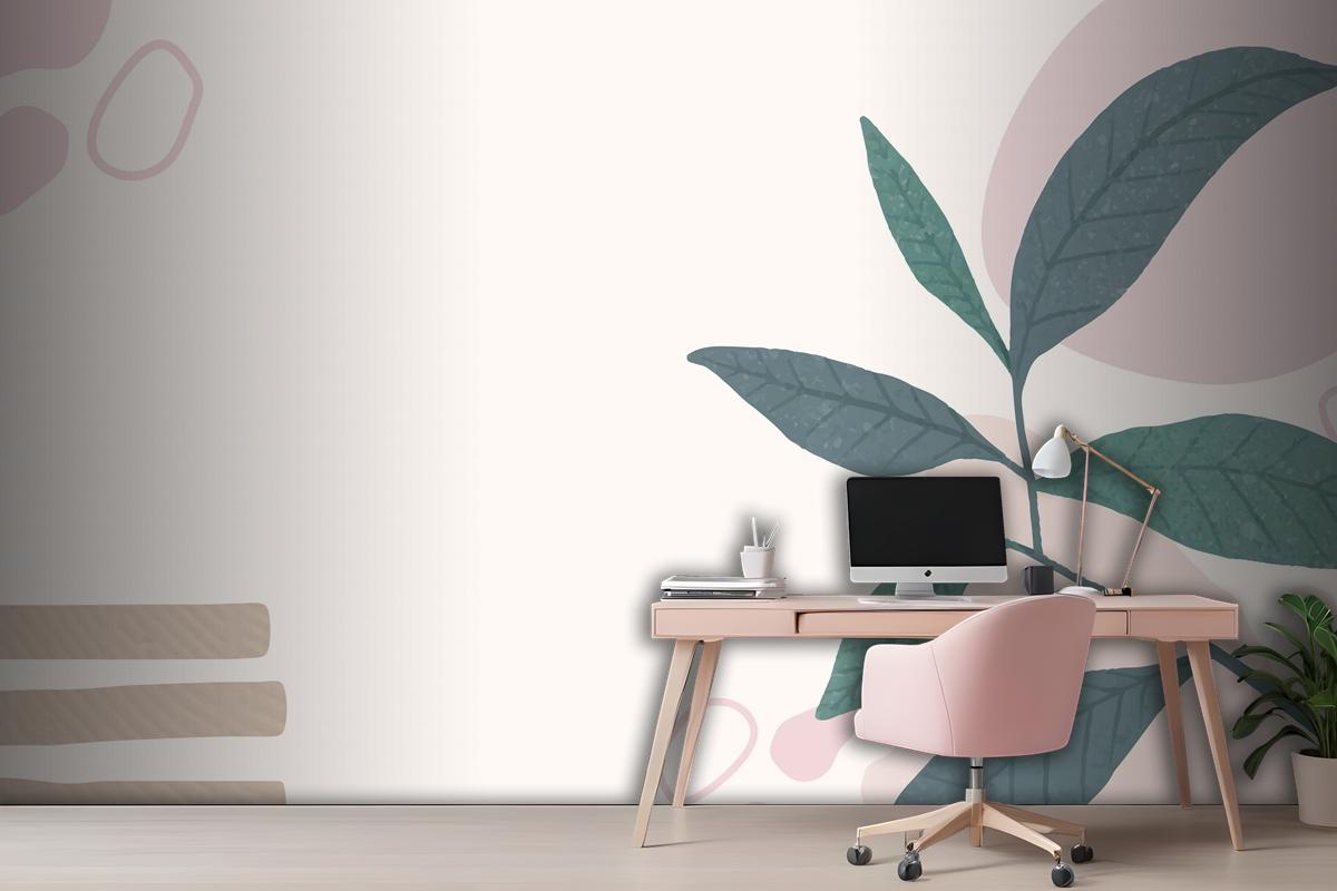 Aesthetic Pastel Botanical Abstract Office Wallpaper Mural