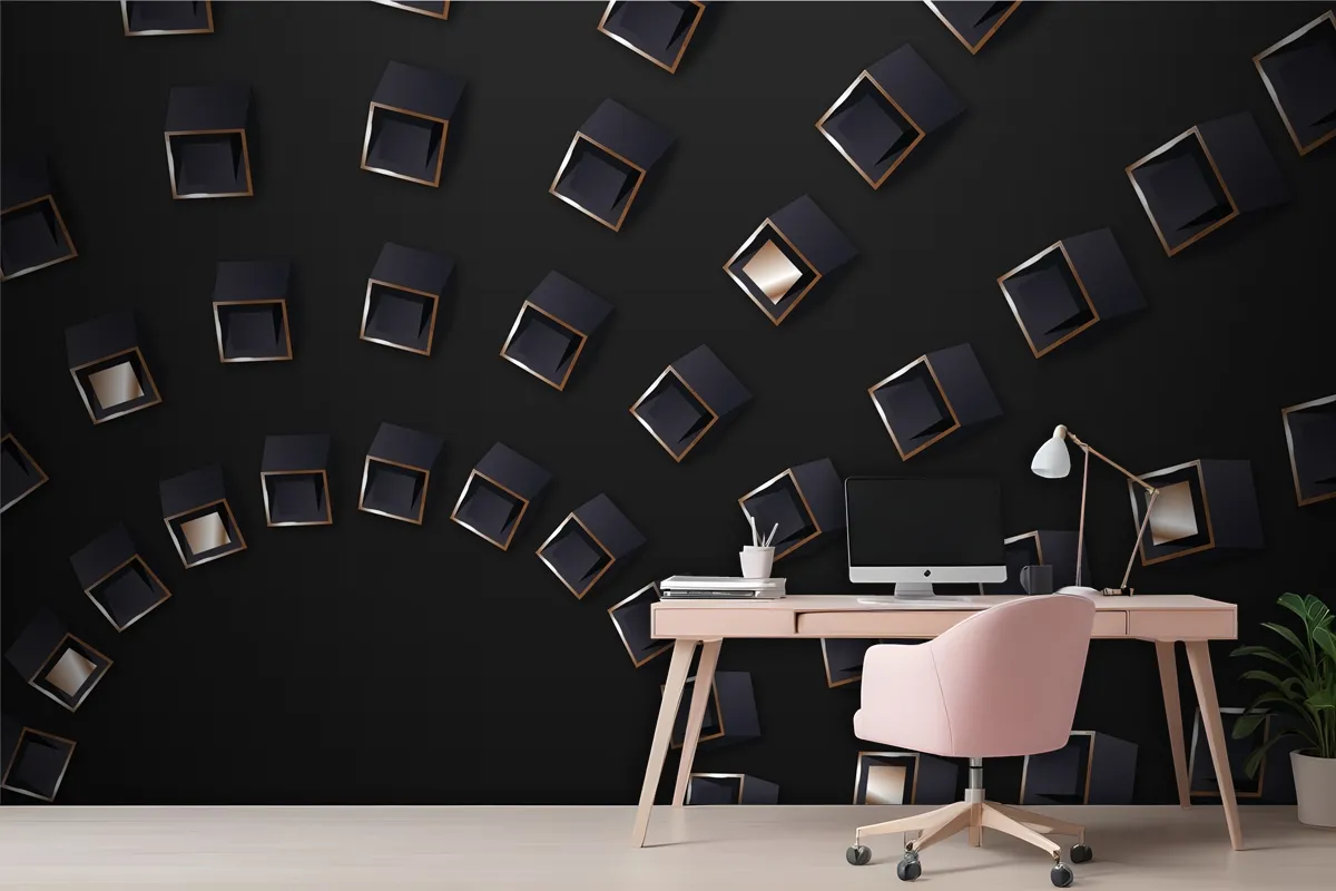 Gradient Black Background With Cubes Wallpaper Mural