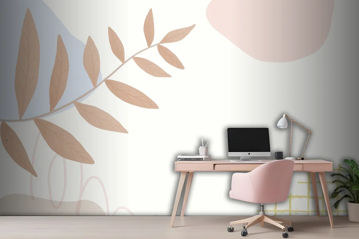 Aesthetic Pastel Botanical Abstract Wallpaper Mural