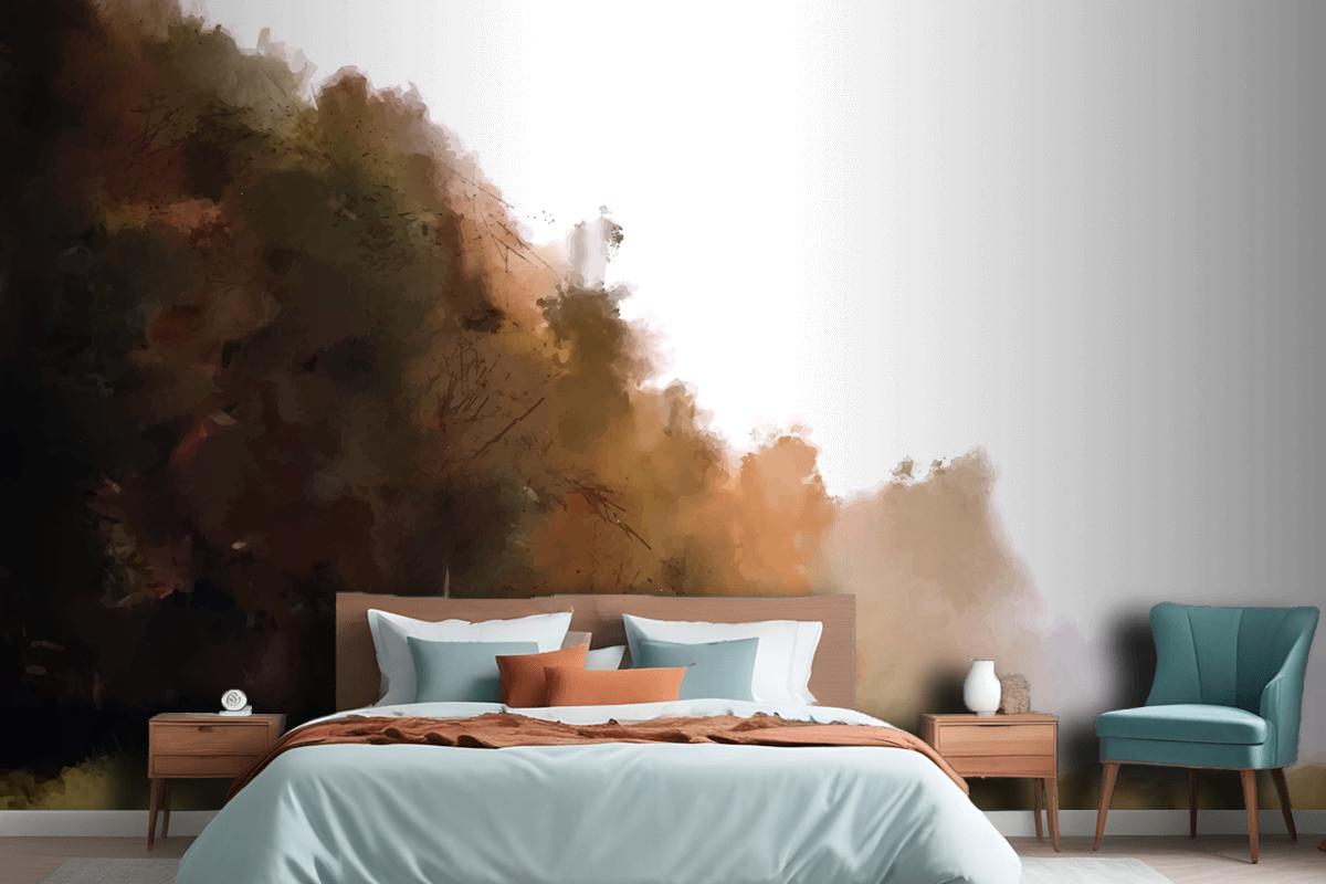 Watercolor Autumn Landscape Wallpaper Mural