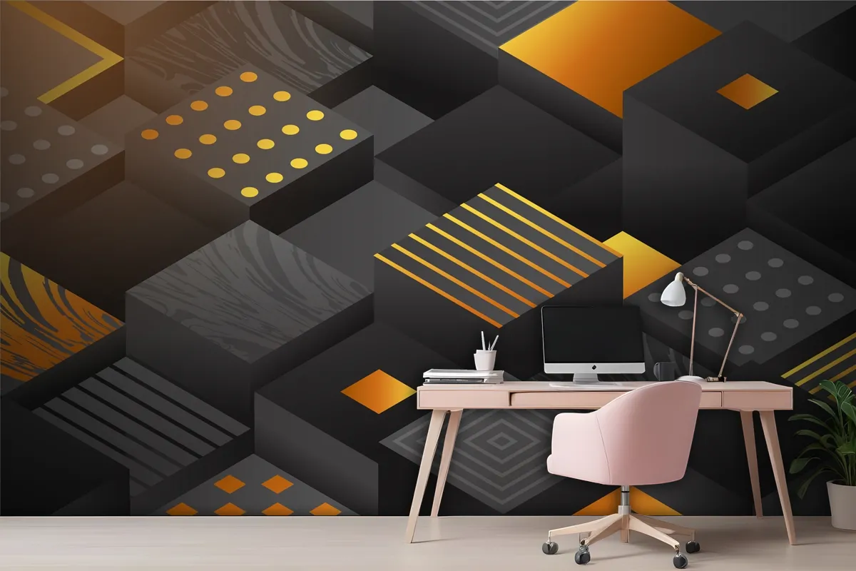 Gradient Black Background With Cubes Office Wallpaper Mural