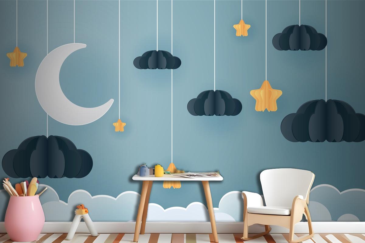 Family In The Moon And Star With The Night Wallpaper Mural