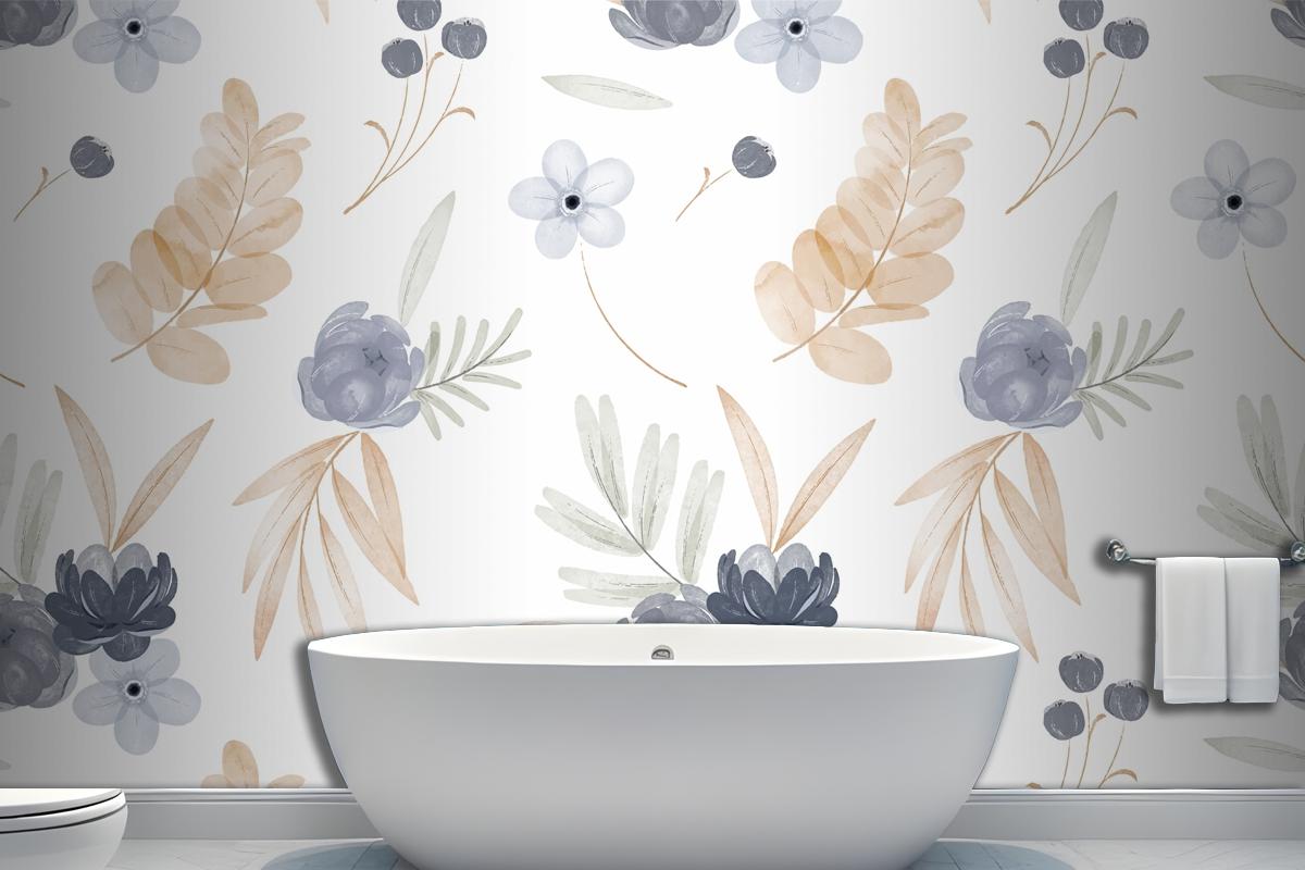 Watercolor Floral Pattern Wallpaper Mural