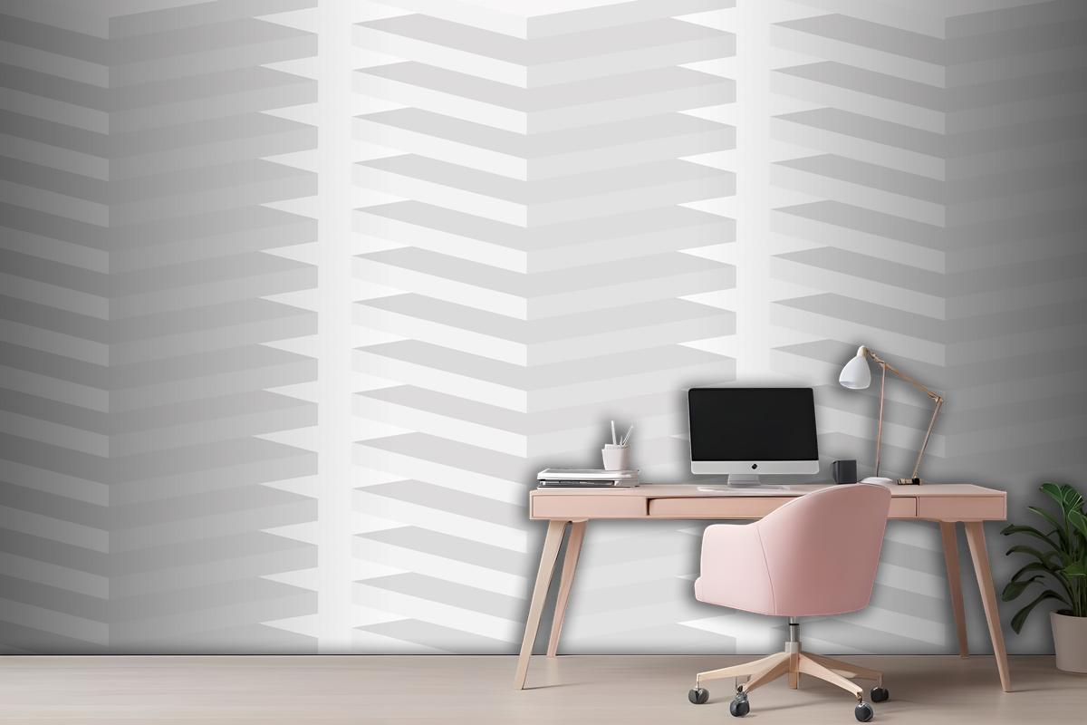 Geometric Pattern Background White Minimal 3D Design Wallpaper Mural