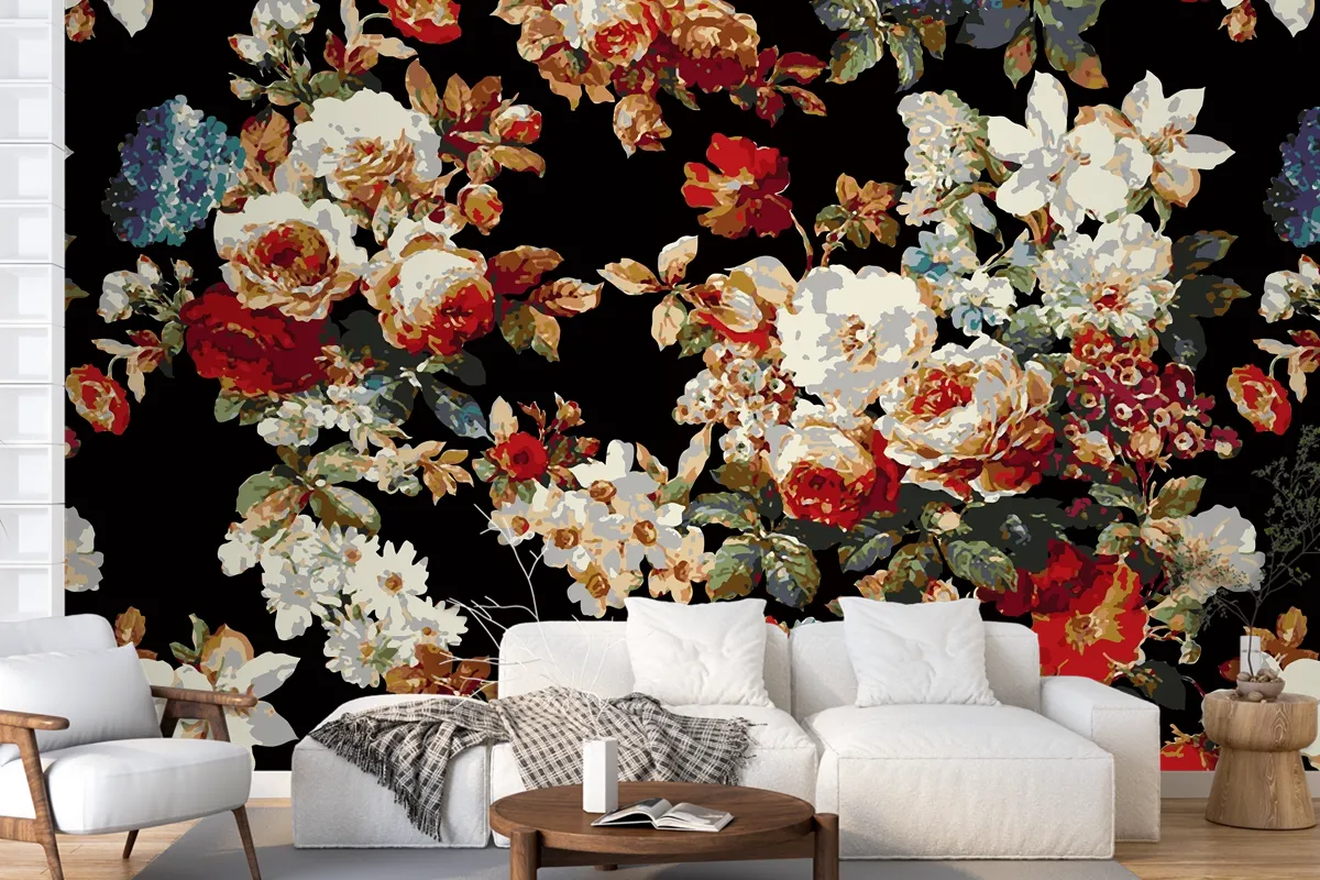 Seamless Flower Pattern Wallpaper Mural