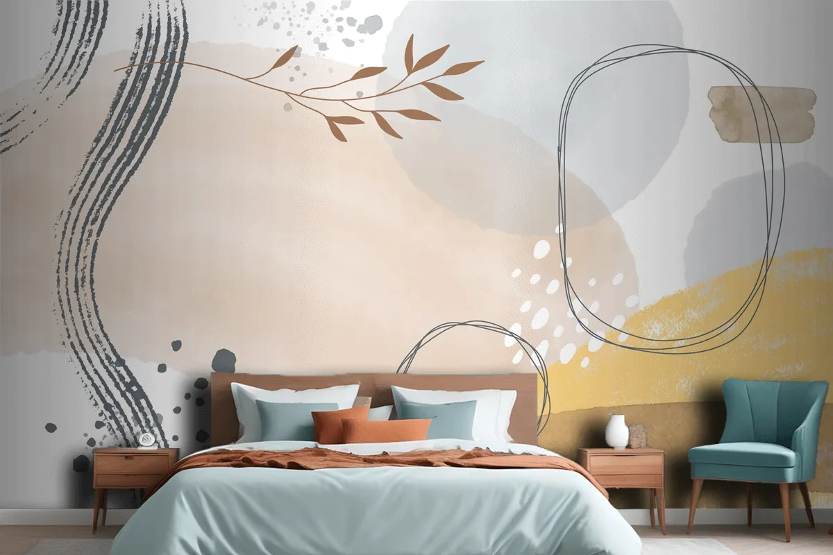 Watercolor Abstract Doodle Background Wallpaper Mural