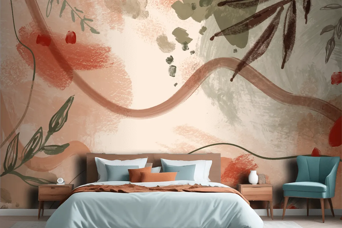 Watercolor Terracotta Pattern Design Wallpaper Mural