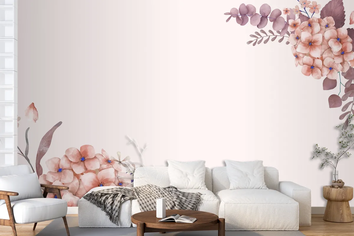 Greetings Card With Pink And Floral Theme Wallpaper Mural