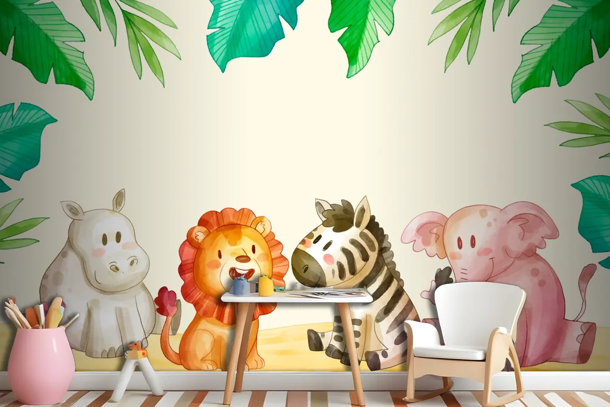 Watercolor Safari Background Wallpaper Mural