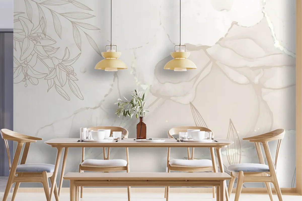 Watercolor Floral And Leaf Background For Banner And Frame Wallpaper Mural