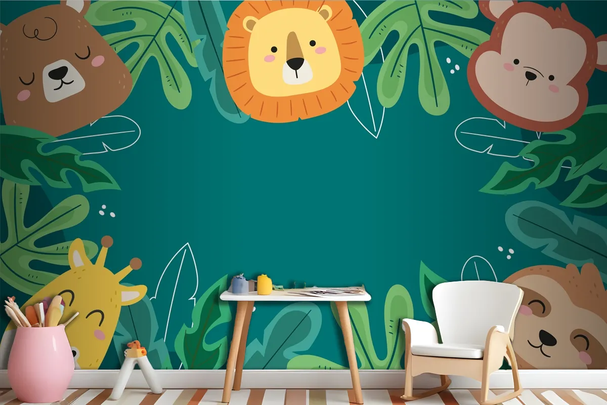 Flat Background For World Wildlife Day With Flora And Fauna Wallpaper Mural