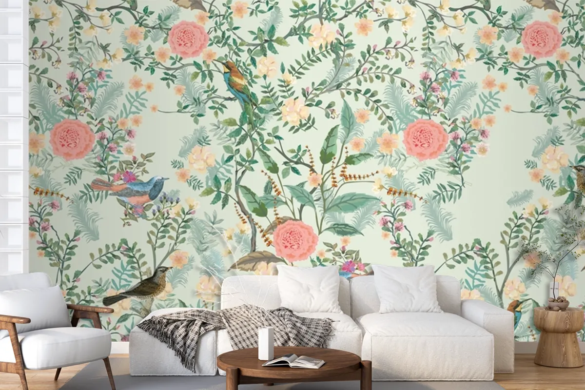 Vintage Decorative Garden Seamless Pattern For Wallpaper Mural