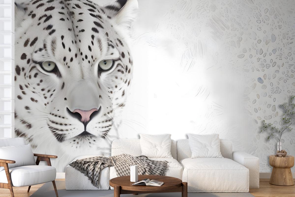 3D Look Monochrome Tiger Wallpaper Mural