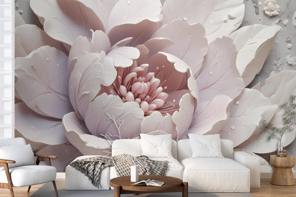 3D Look Soft Floral Wallpaper Mural