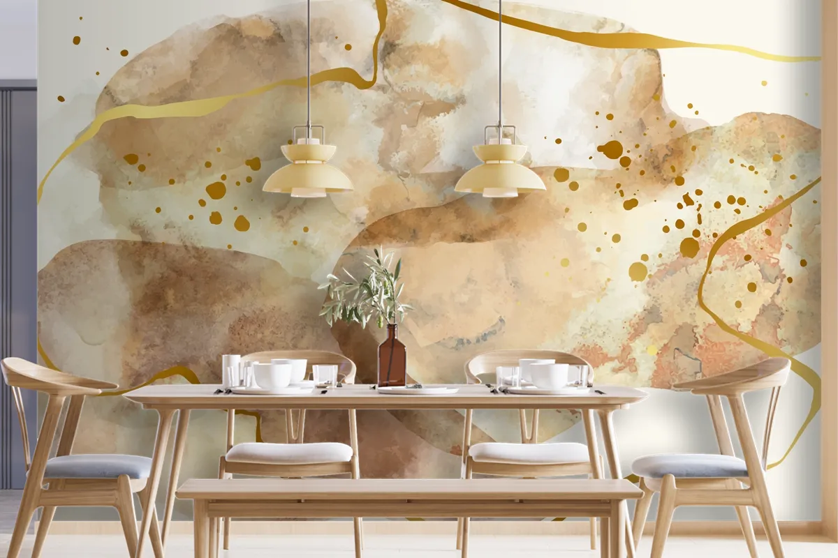 Neutral Watercolor Background Dining Room Wallpaper Mural