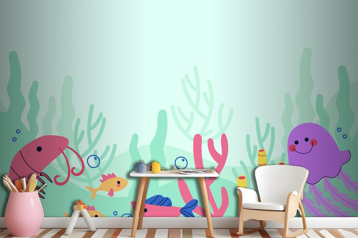 Flat World Oceans Day Background Wallpaper Mural