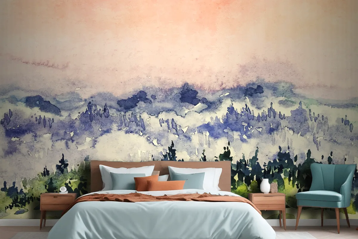 Abstract Watercolor Landscape Background Wallpaper Mural